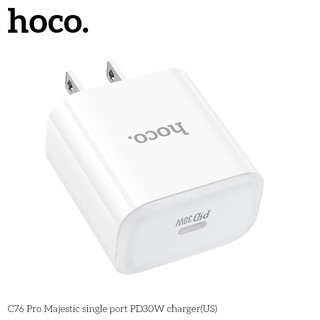 Cốc sạc nhanh Hoco C76 Pro cổng TypeC PD 30W, chân dẹp US (Trắng) - Phụ Kiện Nhất Tín