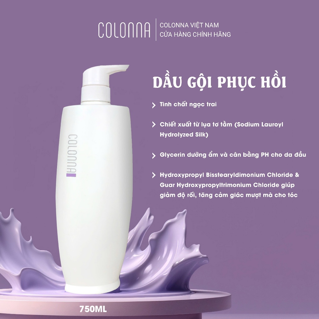 Bộ gội xả Colonna Moisturizing care dành cho tóc nối, tóc hư tổn nặng da đầu thường dung tích 1500ml