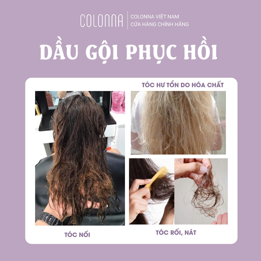 Bộ gội xả Colonna Moisturizing care dành cho tóc nối, tóc hư tổn nặng da đầu thường dung tích 1500ml