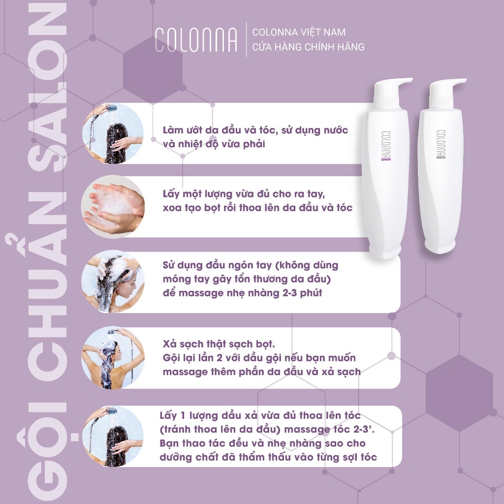 Bộ gội xả Colonna Moisturizing care dành cho tóc nối, tóc hư tổn nặng da đầu thường dung tích 1500ml