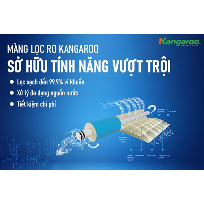 Màng Lọc RO Kangaroo Loại Bỏ 99% Vi Khuẩn Vi Rút Dùng Cho Máy Lọc Nước Sử Dụng Vỏ màng