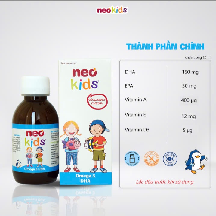 Neo Kids Dầu cá  Omega 3 DHA chai 150 ml + quà