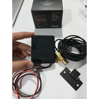 Combo 4 Đồng hồ báo nhiệt 2 chức năng Sihai báo nhiệt độ nước động cơ và báo điện bình acquy loại vuông.