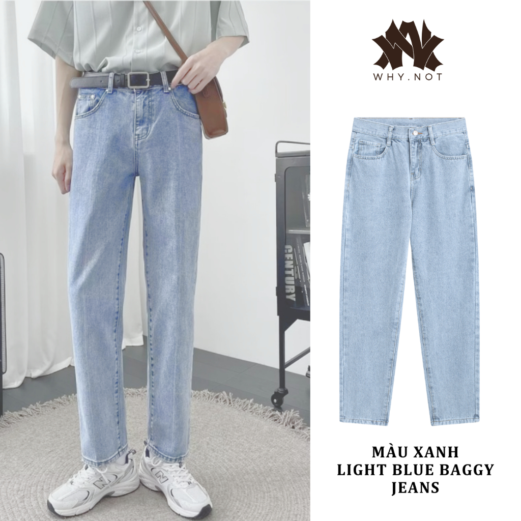[Có Bigsize] Quần Jeans Nam Baggy Suông WHY.NOT Màu Ghi, Xanh, Đen, Trắng Cơ Bản - Quần Bò Form Rộng