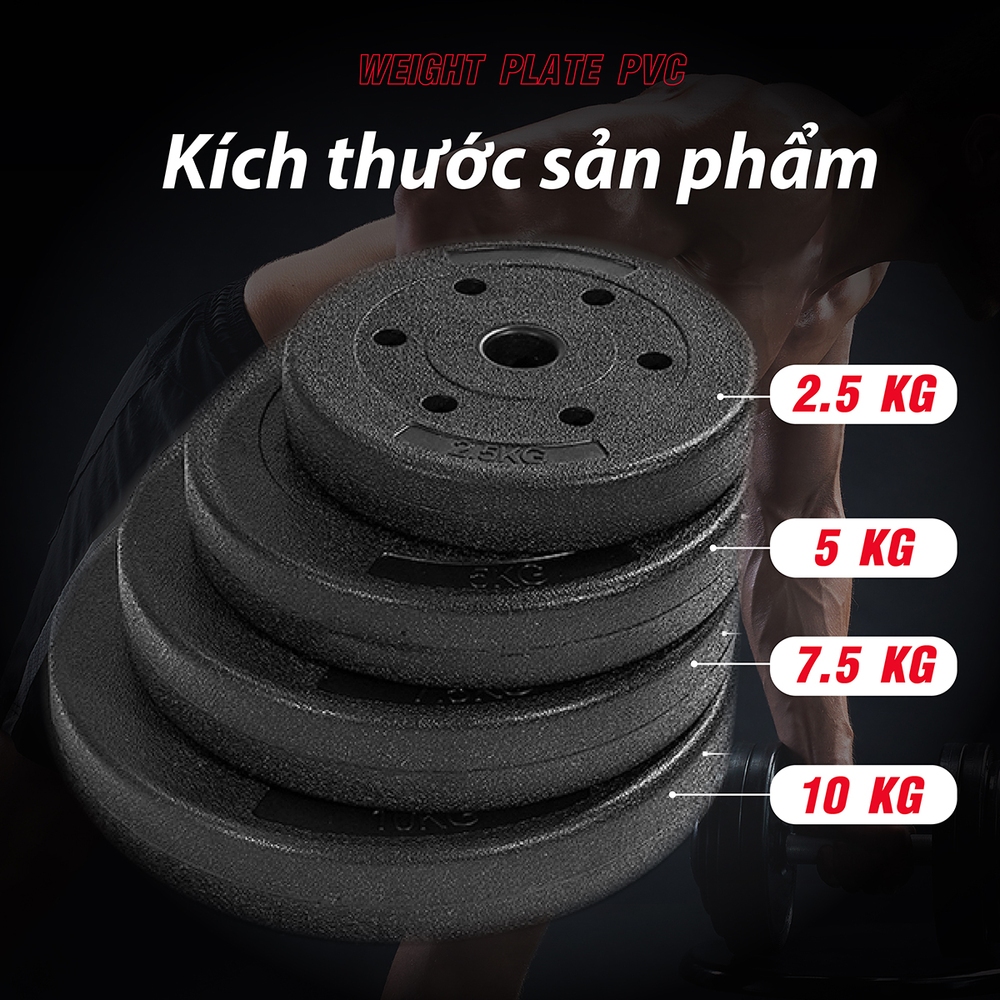 Ảnh BG - Tạ miếng nhựa PVC 15KG đặc ruột tạ bánh nhựa tạ đĩa 4