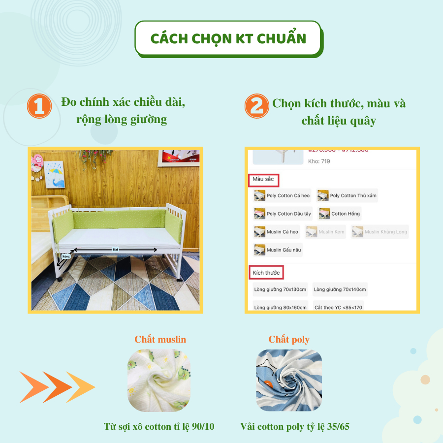 Ảnh Quây Giường Cũi Ghép 3 Mặt GOLDCAT Bao Gồm Ruột Bông Và Vỏ Chất Vải Cotton Mềm Mát, Cắt May Theo Yêu Cầu 2