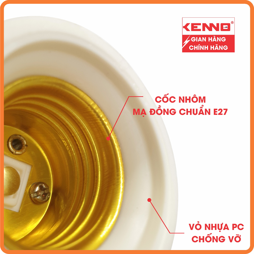 Đuôi đèn rời E27 Kenno công suất 500W màu trắng, màu đen
