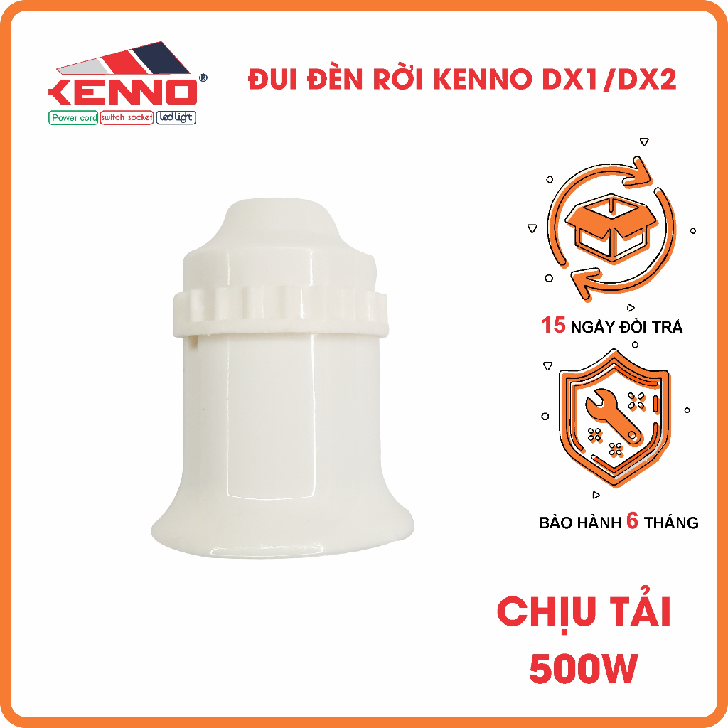 Đuôi đèn rời E27 Kenno công suất 500W màu trắng, màu đen