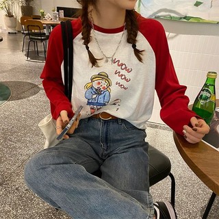 MÀU MỚI Áo dài tay phối màu in hình JULY fashion2023, Áo thun nữ tay dài phối màu chất Cotton xược form rộng dáng dài