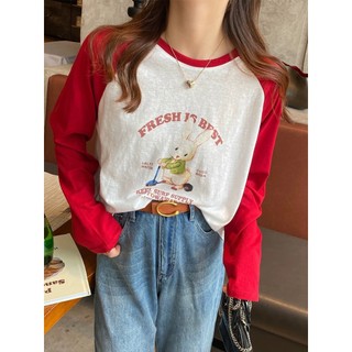 MÀU MỚI Áo dài tay phối màu in hình JULY fashion2023, Áo thun nữ tay dài phối màu chất Cotton xược form rộng dáng dài