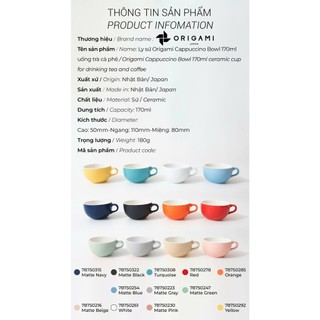 New 2024 Ly sứ Origami Cappuccino Bowl 170ml uống trà cà phê