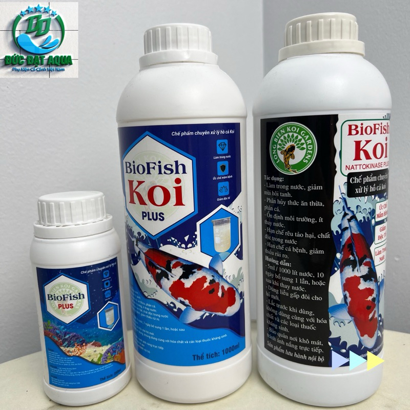 BIOFISH KOI- Chai Vi Sinh làm trong nước bể cá thể tích 1000ml và 250ml