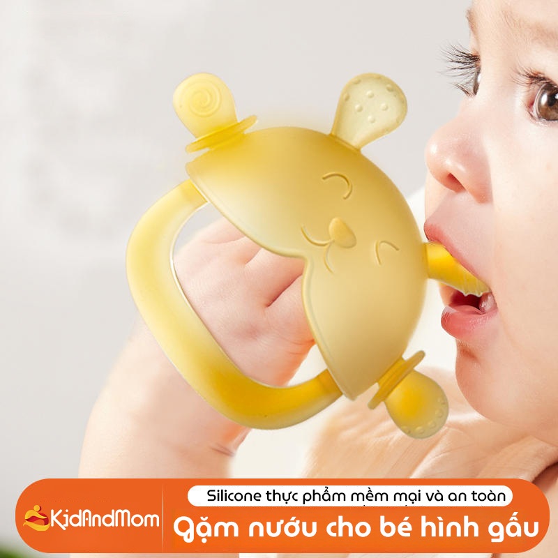 Ảnh Gặm Nướu Cho Bé Xỏ Tay Hình Gấu KidAndMom Đồ Chơi Gặm Nướu Silicone Siêu Mềm An Toàn Cho Bé Sơ Sinh 1