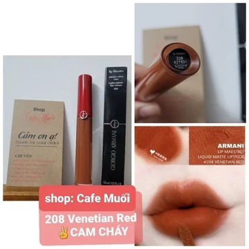 SON KEM LÌ Giorgio Armani Lip Maestro Liquid Lipstick 208 Venetian Red ✌CAM CHÁY