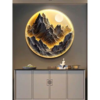 (L4) Tranh treo tường núi non đèn led sáng hắt vào trong đẹp, decor phòng khách, phòng ngủ, quán cafe, quà tặng đẹp