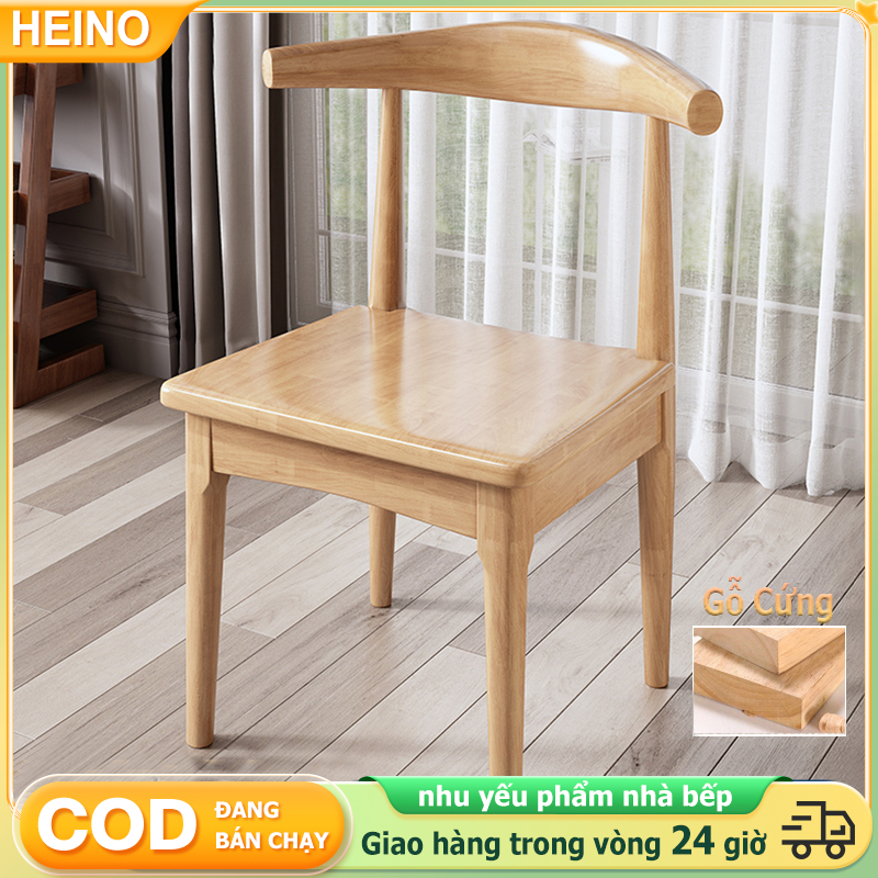 【Gỗ Rắn】 Ghế Gỗ Sồi Tự Nhiên Tựa Lưng Có Nệm Sẵn Ngồi Rất êm, Kháng ...
