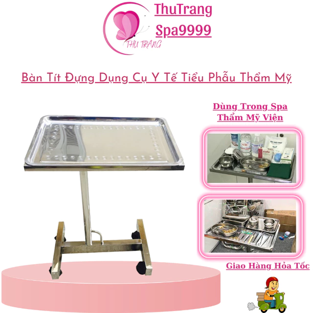 Bàn Tít ionx Có Bánh Xe Di Chuyển | Dùng Đựng Đồ Y Tế Phẫu Thuật Thẩm Mỹ Xe Đẩy Y Tế