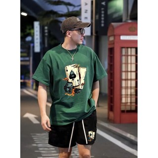 Bộ Phông Hè Xanh Họa Tiết Lá Bài Xúc Xắc In Nổi 5D Sành Điệu, Bộ Tay Ngắn Nam Cotton 4 Chiều Mềm Mịn Đẹp