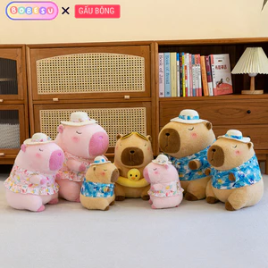Capybara Đi Biển Gấu Bông Capybara Phao Vịt Cao Cấp Capybara Đeo Phao Má Hồng Đáng Yêu Chất Liệu Vải Lông Mềm Mại