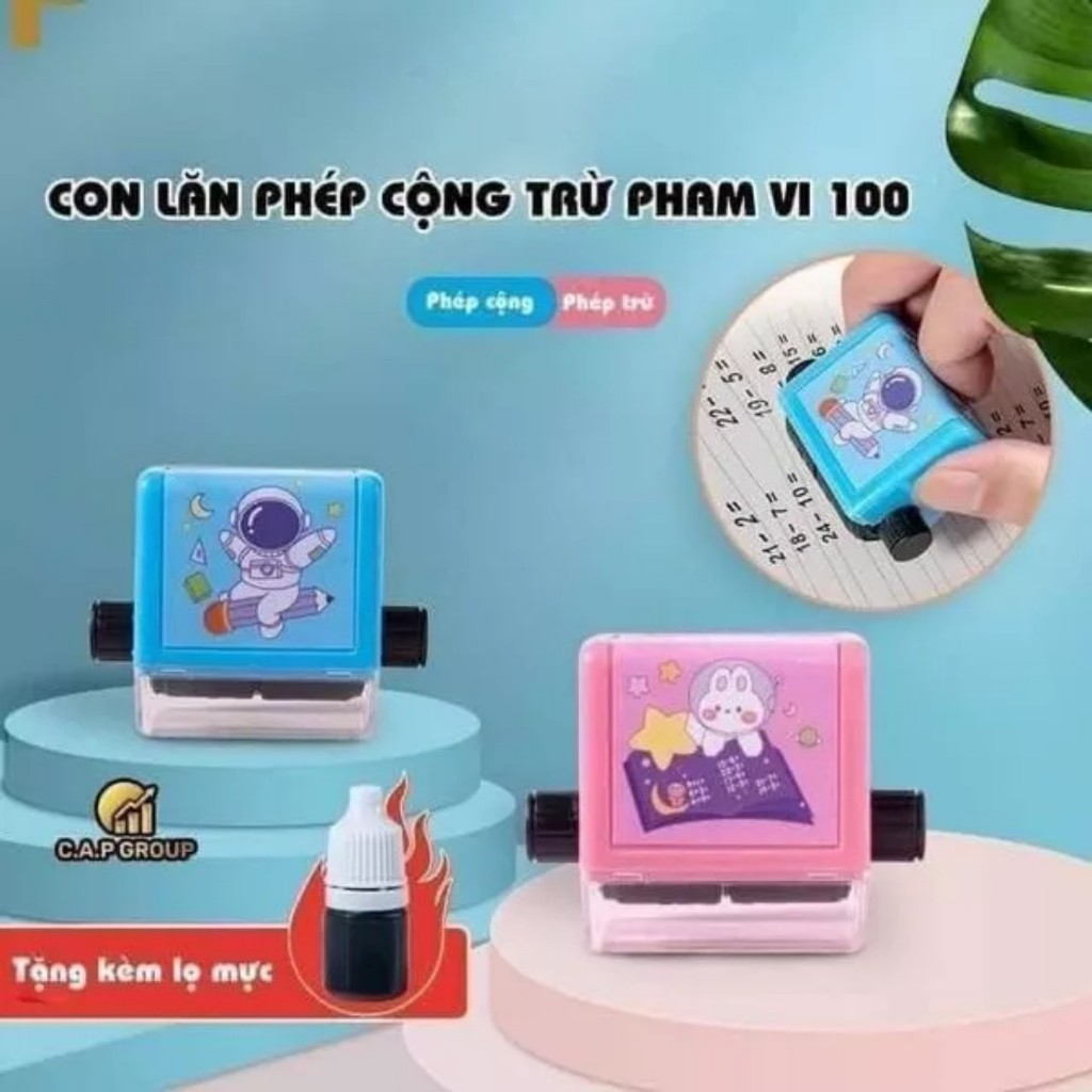 Con Lăn Toán Học [TẶNG MỰC IN] Máy In Thông Minh Tạo Phép Tính Cộng, Trừ, Nhân, Chia Cho Bé Học Toán