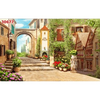 Tranh 3D dán tường quán cà phê, trà sữa, trà chanh, tranh dán tường in trên chất liệu vải lụa (shop tặng kèm keo dán)