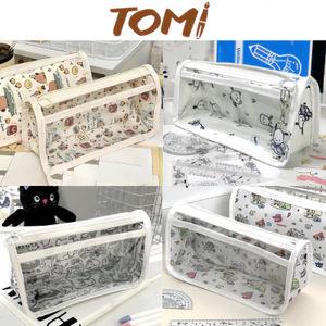 Túi Đựng Bút Trong Suốt Túi Đựng Mỹ Phẩm TOMI Chất Liệu Nhựa Dẻo PVC Nhiều Mẫu Hoạ Tiết Dễ Thương 075