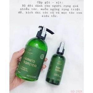 BỘ ĐÔI GIẢM RỤNG TÓC MỌC TÓC - Dầu gội bưởi kích mọc tóc Vijully 280ml + Nước xịt dưỡng tóc tinh dầu bưởi Vijully 100ml