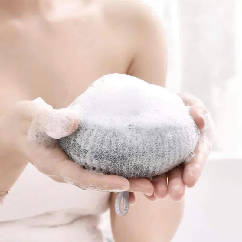Bông Tắm, Cọ Lưng Tắm Xơ Mướp 3D Giúp Mát Xa Khi Tắm, Miếng Bông Tắm Tạo Bọt Tẩy Da Chết Gắn Tường Tiện Lợi