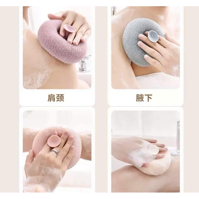 Bông Tắm, Cọ Lưng Tắm Xơ Mướp 3D Giúp Mát Xa Khi Tắm, Miếng Bông Tắm Tạo Bọt Tẩy Da Chết Gắn Tường Tiện Lợi