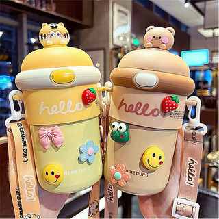 Bình nước thủy tinh Cute Hoạt Hình Dễ thương (giữ nhiệt 450ml)