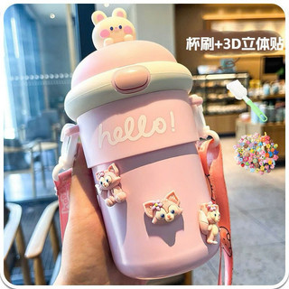 Bình nước thủy tinh Cute Hoạt Hình Dễ thương (giữ nhiệt 450ml)
