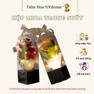 Hộp Mica Trong Suốt Có Quai Xách Cắm Hoa Mini Thủ Công Handmade YiYihome