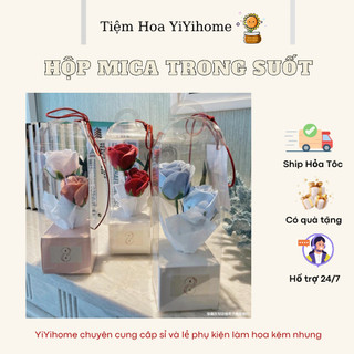 Hộp Mica Trong Suốt Có Quai Xách Cắm Hoa Mini Thủ Công Handmade YiYihome