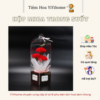 Hộp Mica Trong Suốt Có Quai Xách Cắm Hoa Mini Thủ Công Handmade YiYihome