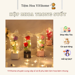 Hộp Mica Trong Suốt Có Quai Xách Cắm Hoa Mini Thủ Công Handmade YiYihome