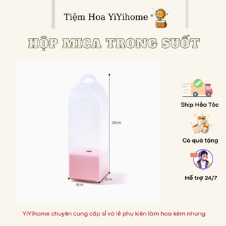 Hộp Mica Trong Suốt Có Quai Xách Cắm Hoa Mini Thủ Công Handmade YiYihome