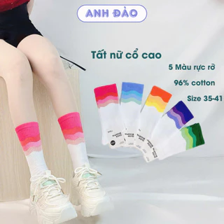 Tất cổ cao tất kẻ cầu vồng style trẻ trung năng động