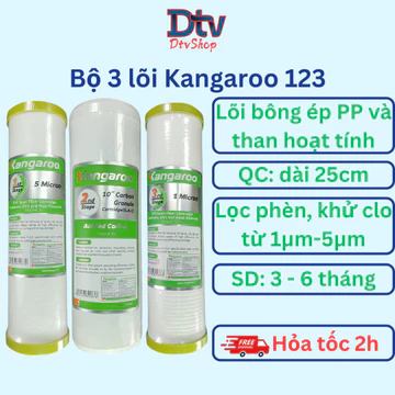 Bộ 3 lõi lọc nước Kangaroo số 123, lõi lọc nước sinh hoạt 3 cấp chính hãng - DTVSHOP