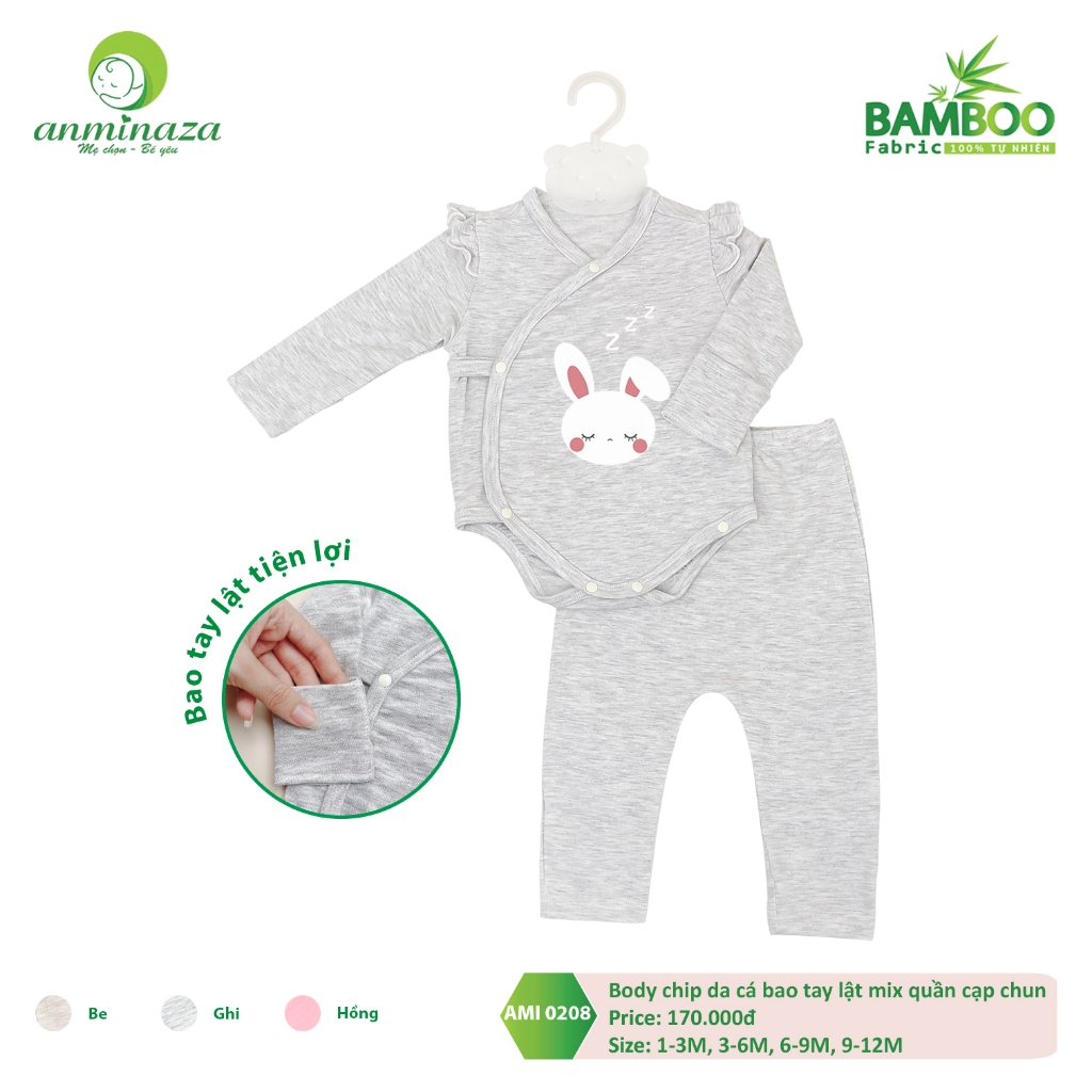 Body Chip Cho Bé Gái Liền Bao Tay Có Kèm Quần Chất Vải Da Cá Mềm Mịn Co Dãn - Hàng Chính Hãng MIN0208