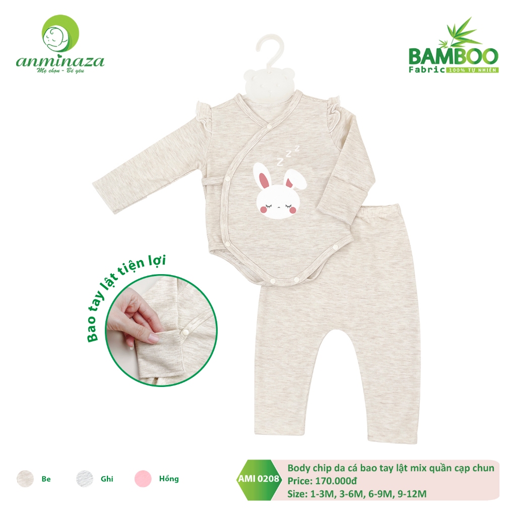 Body Chip Cho Bé Gái Liền Bao Tay Có Kèm Quần Chất Vải Da Cá Mềm Mịn Co Dãn - Hàng Chính Hãng MIN0208