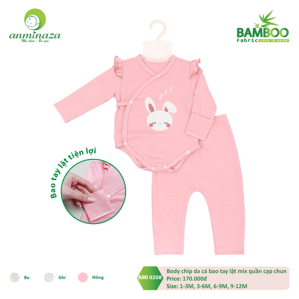 Body Chip Cho Bé Gái Liền Bao Tay Có Kèm Quần Chất Vải Da Cá Mềm Mịn Co Dãn - Hàng Chính Hãng MIN0208