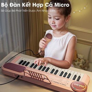 Đồ Chơi Bàn Piano Điện Cho Bé Kèm Micro Chuẩn Âm Có Đèn Và Nhạc Cho Bé Vui Chơi Với 37 Phím Nhạc Tặng Kèm Chân Bàn