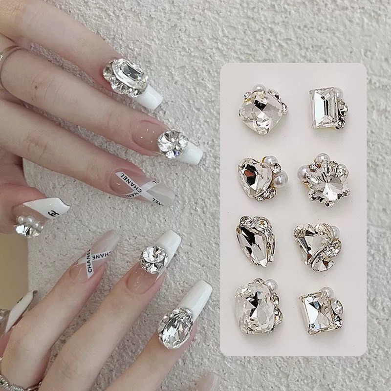 Set 28 viên đá khối mix sẵn nails charm đá cao cấp chụm sẵn đính móng ANGELICA SMDC28v
