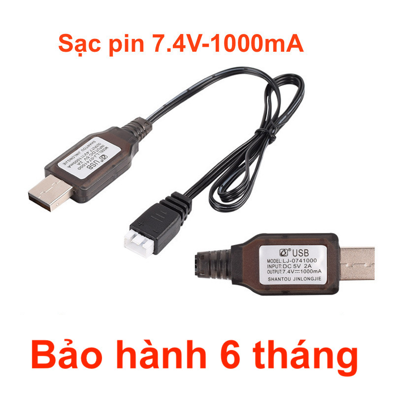 Sạc 7.4V 1000mA LiPo 2S chân cắm XH-3P cắm nguồn USB cho ô tô đồ chơi ...