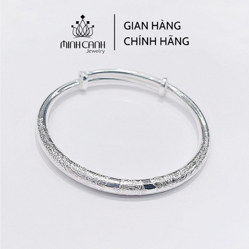 Ảnh Vòng Bạc Trẻ Em Chạm Khắc Họa Tiết Hình Rồng Điều Chỉnh Được Kích Thước - Minh Canh Jewelry 1
