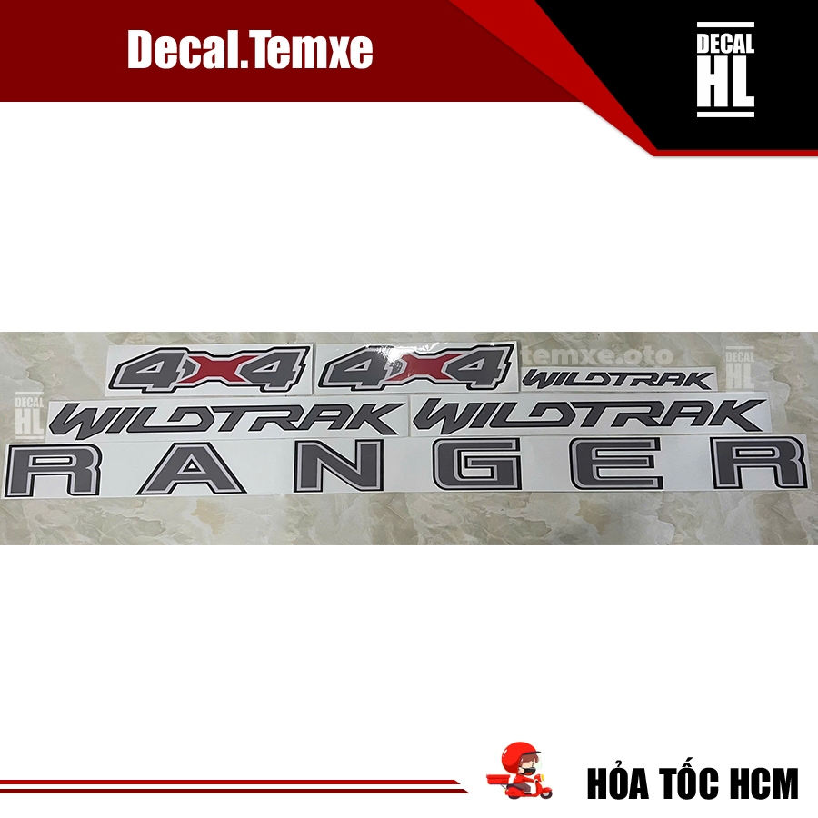 Đủ bộ tem dán xe Ford Ranger chữ Wildtrak sau xe. Tem ford Ranger đủ bộ ...