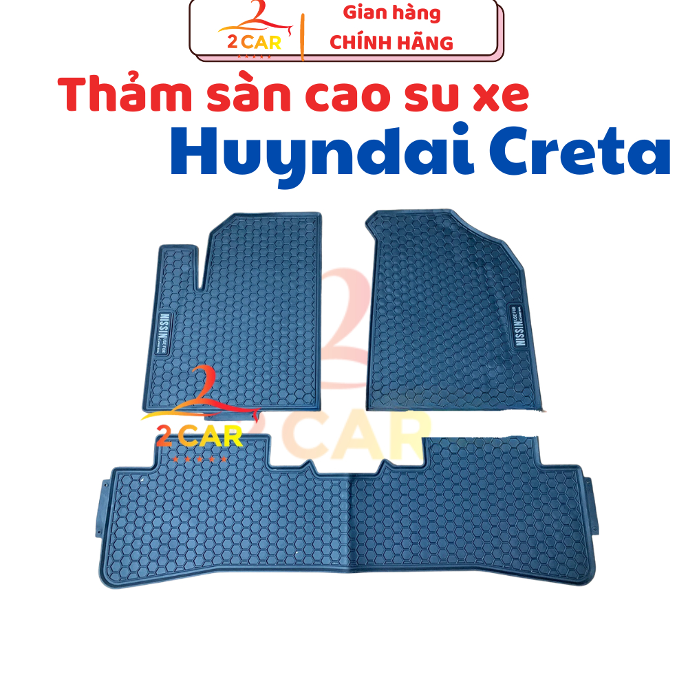 Thảm sàn, LÓT SÀN CAO SU xe Hyundai CRETA 2022 2023 2024 2025 cao su đúc, vân tổ ong, không mùi, MẪU NISSIN