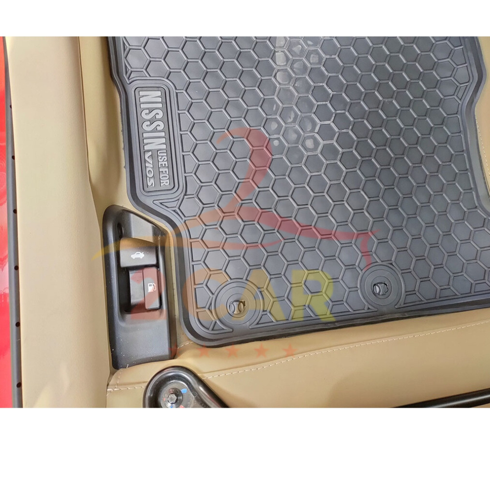 Thảm LÓT SÀN CAO SU xe Toyota Vios 2014- 2022, 2023,2024, 2025, 2026 (Mẫu Nissin tổ ong chữ trắng)
