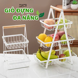 Giỏ đựng hoa quả để bàn, kệ đựng đồ nhà bếp đa năng thiết kế 3 tầng TULY SHOP
