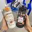 Bình Nước 450ml Kèm Ống Hút Họa Tiết Hoạt Hình Cho Bé